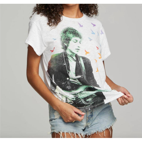 Chaser bob dylan flock of birds graphic tee in white