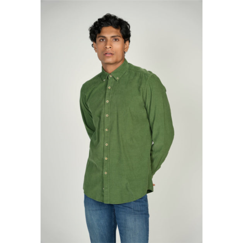 Luchiano Visconti leo green corduroy king cotton shirt