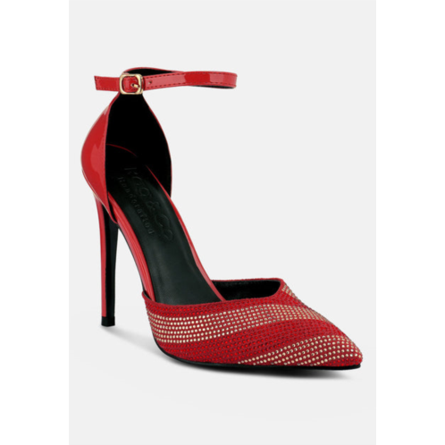 Rag & Co nobles red rhinestone patterned stiletto sandals