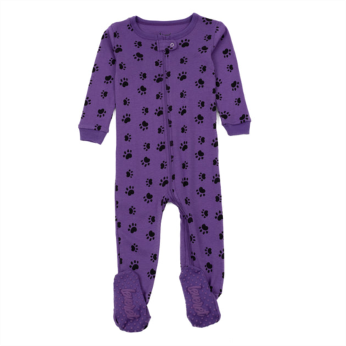 Leveret kids footed cotton pajamas dog paw purple