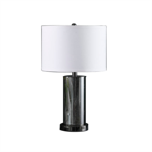 Simplie Fun 21.25 in cynx led night light mid-century glass black chrome table lamp