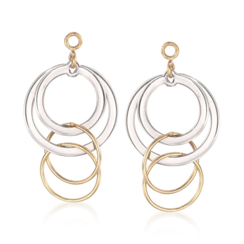Ross-Simons 14kt yellow gold and sterling silver circle drop earring jackets