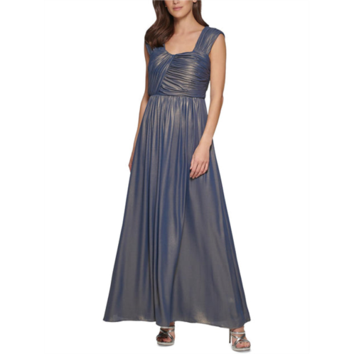 DKNY womens shimmer ruched evening dress
