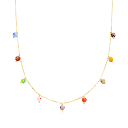 Ross-Simons italian multicolored murano glass bead charm necklace in 14kt yellow gold