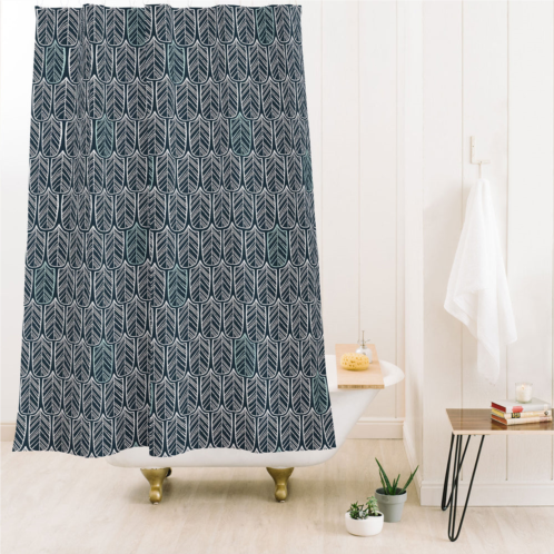 Deny Designs coastl studio feather tile navy shower curtain