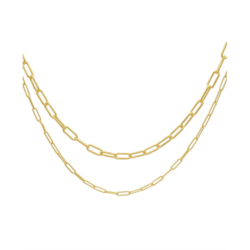 Adornia 3mm and 4mm paper clip chain set gold