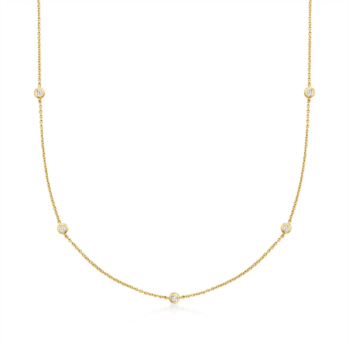RS Pure ross-simons bezel-set diamond station necklace in 14kt yellow gold