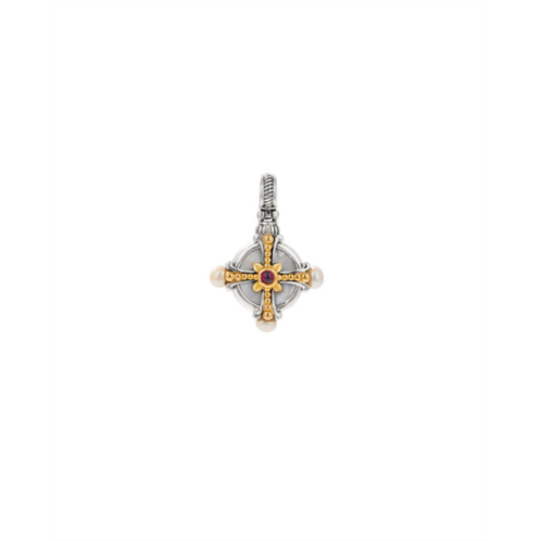 Konstantino hestia sterling silver 18k gold mop pearl ruby pendant memk5212-459-18-20