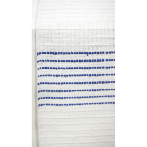 Vibhsa cotton table runner with blue stripes on off white base 16x90