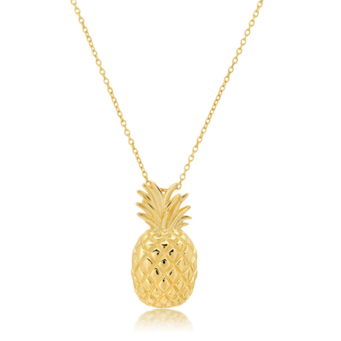 MAX + STONE 14k yellow gold pineapple pendant necklace with cable chain and 2 inch extension
