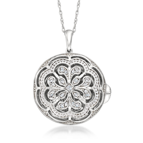 Ross-Simons diamond floral milgrain locket necklace in sterling silver