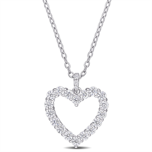 Mimi & Max 3/5ct dew created moissanite open heart pendant with chain in sterling silver