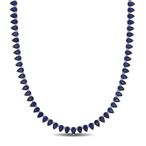 Mimi & Max 35 ct tgw created blue sapphire tennis necklace in sterling silver