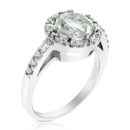 Vir Jewels 0.80 cttw green amethyst ring .925 sterling silver with rhodium round shape 7 mm