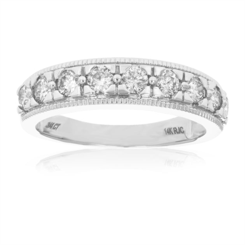 Vir Jewels 1/2 cttw diamond wedding band for women, milgrain diamond wedding band in 14k white gold prong set