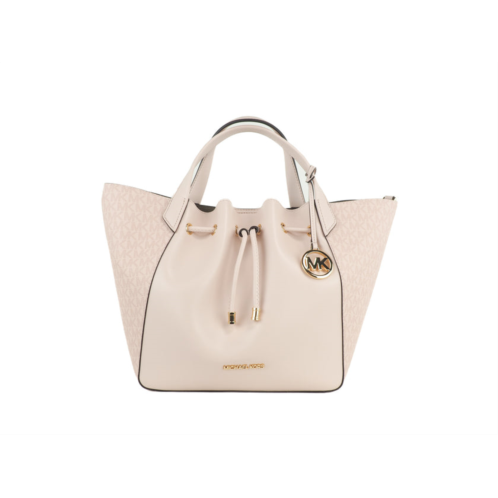 Michael Kors phoebe large powder blush pvc leather drawstring grab bag womens handbag