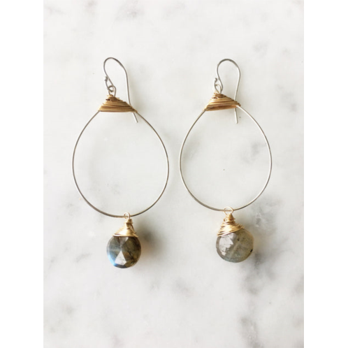 A Blonde and Her Bag small featherweight hoop demi fine earring with labradorite drop