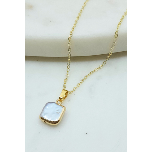 A Blonde and Her Bag square freshwater pearl pendant necklace
