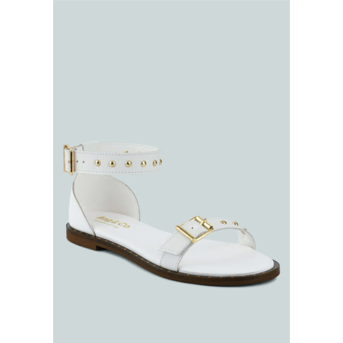 Rag & Co rosemary buckle straps white flat sandals