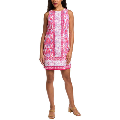 LONDON TIMES cotton shift dress in pink/red