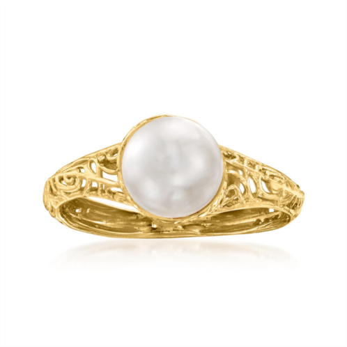 Ross-Simons italian 8-8.5mm cultured pearl lace ring in 14kt yellow gold