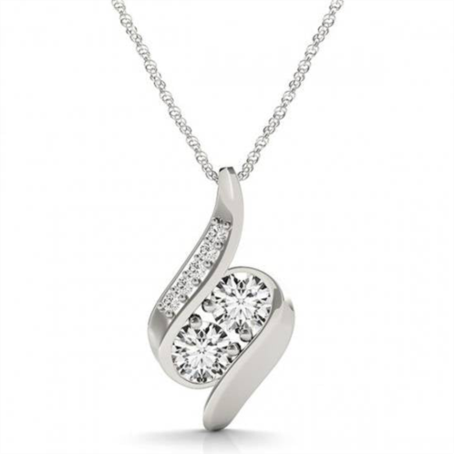 Pompeii3 1ct forever us two stone natural diamond pendant necklace 18 10k white gold