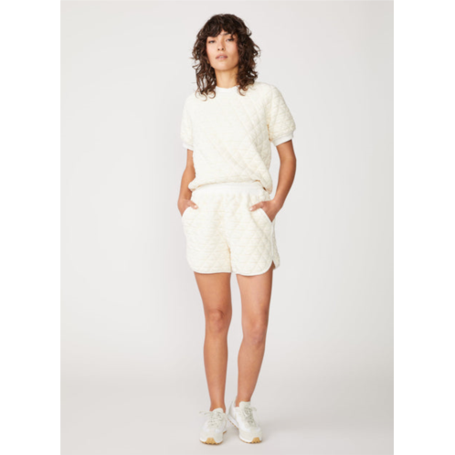 Stateside quilted knit track short in cream