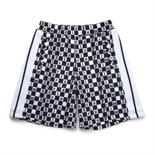 PALM ANGELS black & white checkerboard print shorts