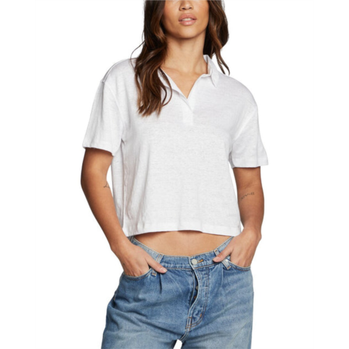 Chaser cropped linen-blend polo t-shirt