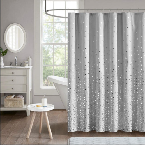 Home Outfitters grey/silver 85gsm microfiber printed shower curtain 72w x 72l, shower curtain for bathrooms, casual