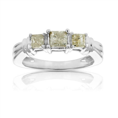 Vir Jewels 1 cttw princess cut diamond 3 stone engagement ring 14k white gold