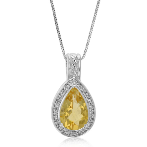 Vir Jewels 3.25 cttw citrine pendant necklace .925 sterling silver 14x10 mm pear with chain