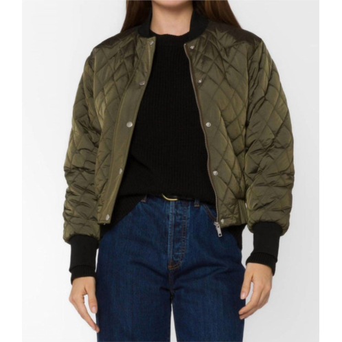 Velvet Heart quilted bomber jacket in army green