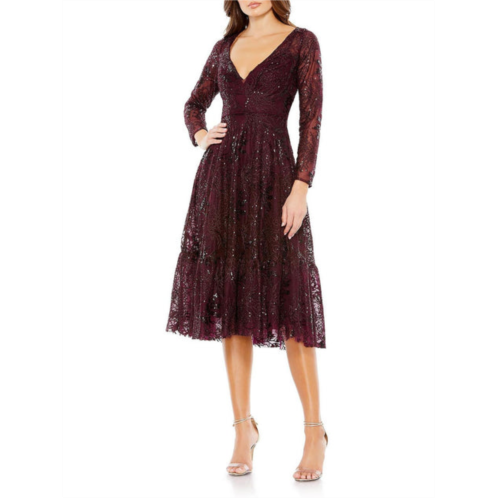 Mac Duggal womens sequin embroidered cocktail and party dress