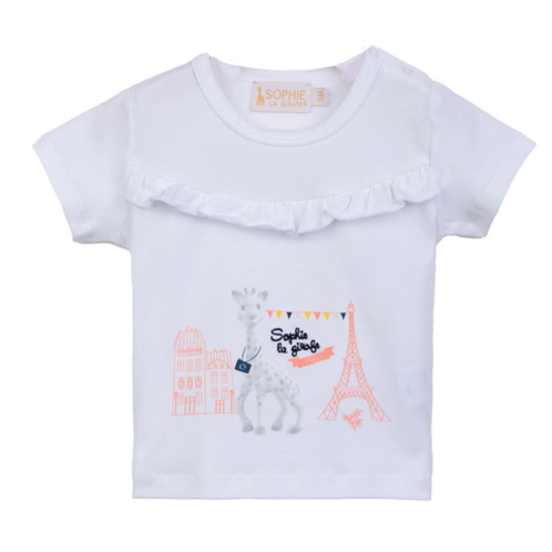 Sophie la Girafe white ruffle animal print t-shirt
