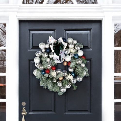 Safavieh faux 20 inch pine led wreath w/ ornaments