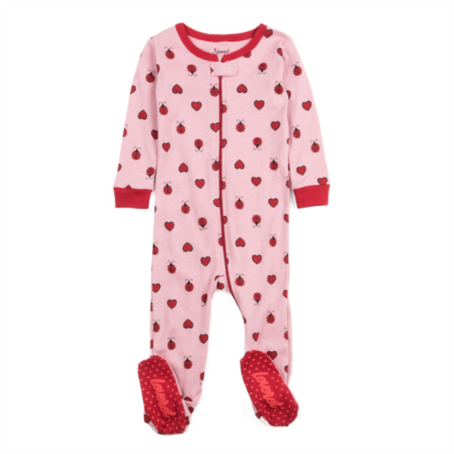 Leveret kids footed cotton pajamas ladybug w/heart