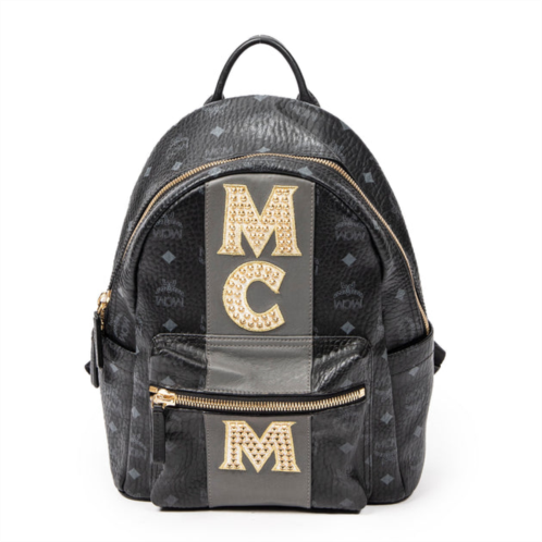 MCM small stark logo stripe studs backpack