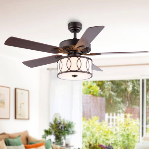 JONATHAN Y circe 52 3-light transitional glam drum shade led ceiling fan with remote