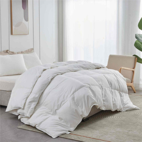 Puredown ultra soft fabric all season premium feather fiber and microfiber comforter with 360tc, white