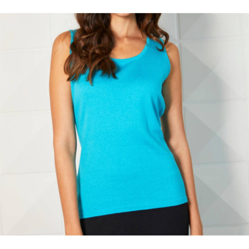 French kyss bra-friendly knit tank in turquoise