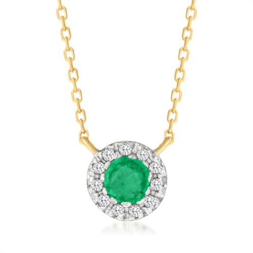 RS Pure ross-simons emerald necklace with diamond accents in 14kt yellow gold