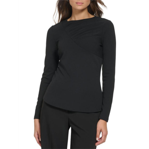 DKNY womens gathered crewneck pullover top