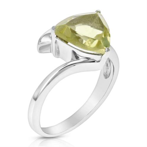Vir Jewels 2.20 cttw lemon quartz ring .925 sterling silver rhodium trillion shape 10 mm