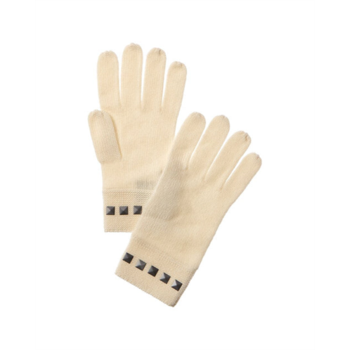 Forte Cashmere square metallic studded trim cashmere gloves