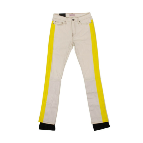 Palm Angels denim yellow stripped stretch jeans - white