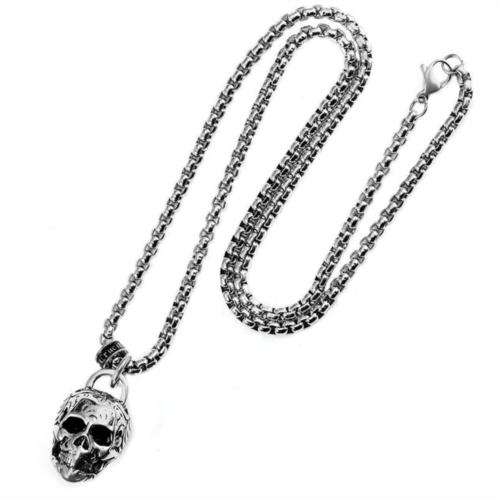 Crucible Jewelry crucible los angeles stainless steel 25mm skull necklace on 24 inch 4mm box chain