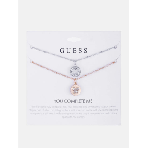 Guess Factory silver and rose gold-tone necklace set