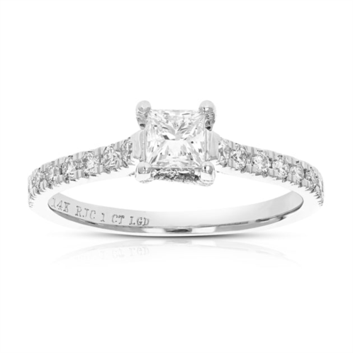Vir Jewels 1 cttw wedding engagement ring for women, round lab grown diamond ring in 14k white gold, prong setting