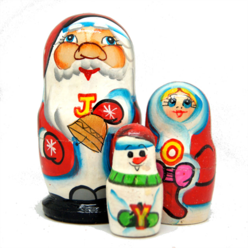 designocracy joy santa family 3-piece nested doll g.debrekht